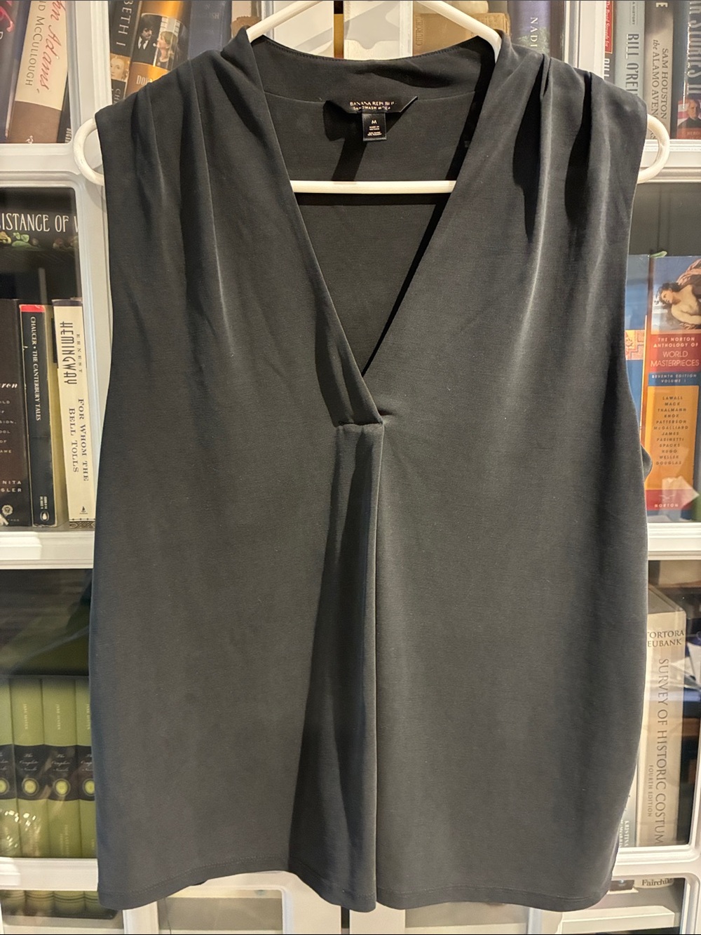 Banana Republic Charcoal Sleeveless V-Neck Draped Camisole